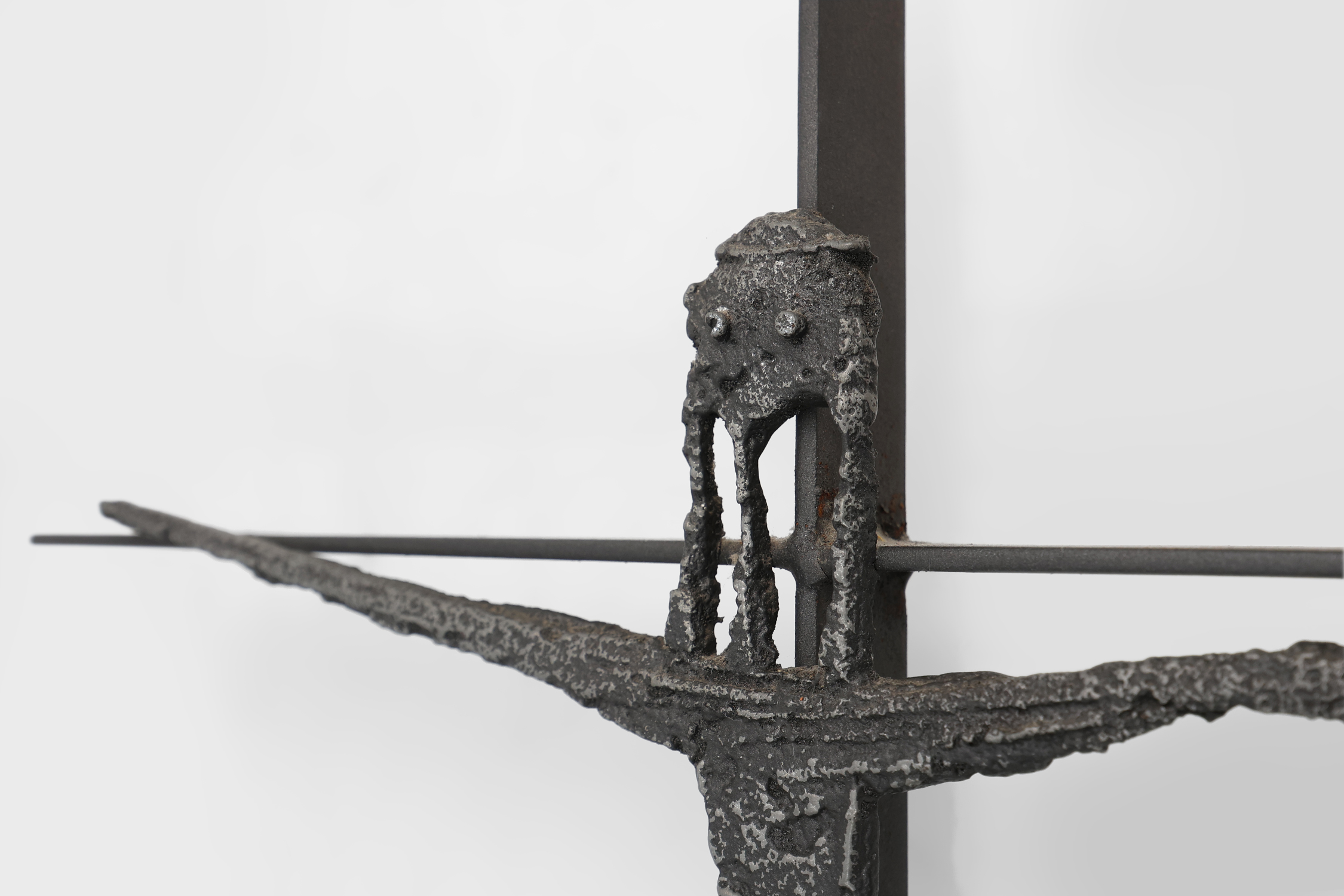 Brutalist Welded-Iron Crucifix Wall Sculpture by Pia Manu, Mid-20th Centurythumbnail